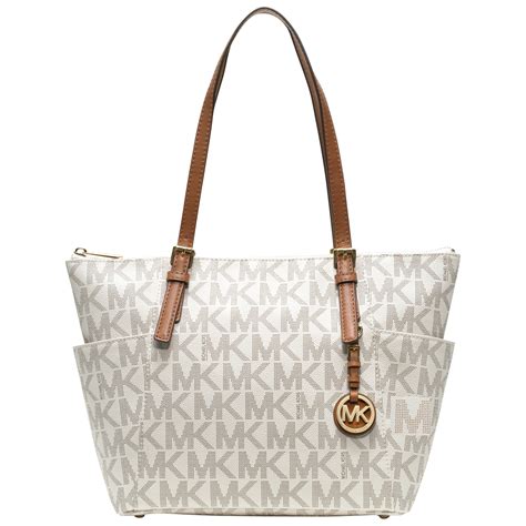 michael kors large bag white leather|Michael Kors white tote bag.